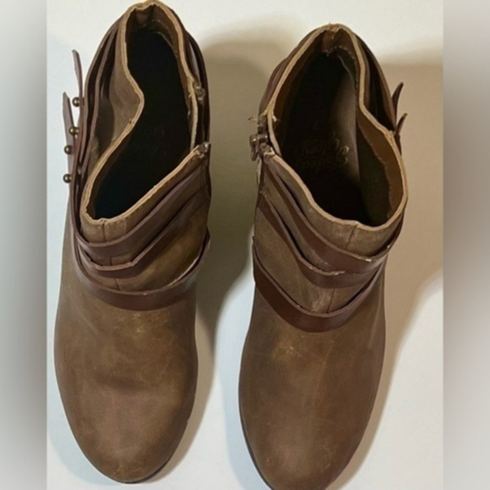 NEW WITHOUT TAGS FADED GLORY BROWN LEATHER ANKLE BOOTS